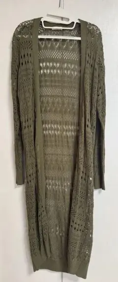 earth music&ecology オリーブ色ロングカーディガン　美品