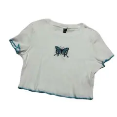 【新品】SHEIN Y2K系！刺繍クロップドTシャツ(Lサイズ)※即日・匿名発送