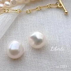 no.1889　大粒❗12.5㎜◇12.8㎜ 淡水バロックパール　一粒　ピアス