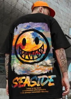 【大人気☆】バックプリント ビックスマイル Tシャツ