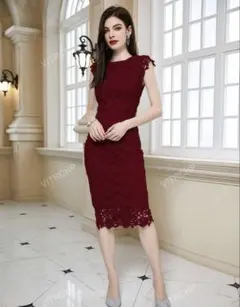 ！最終お値下げ！【即日発送】ワインレッドドレス/赤いドレス/お呼ばれドレス