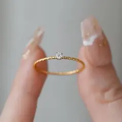 極細 サージカルステンレス リング デザインタイプ ジルコニア 指輪 ゴールド