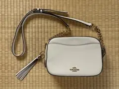 COACH カメラバッグ ホワイト タッセル付き レザー 29411 - メルカリ