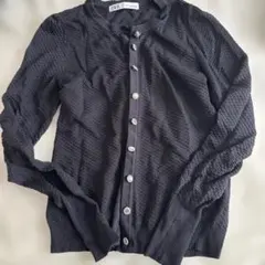 ZARA ビジューボタン長袖カーディガン　トップス　黒　カーディガン　ザラ