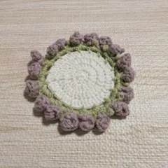 かぎ針編み 円形コースター 花デザイン ハンドメイド