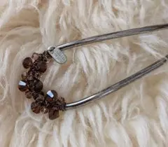 天然石ビーズのブラウンカラー　ヘアピン