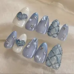 現品　ネイルチップ　フレンチガーリー　ワンホン　推し　キルティング　スナ　グラデ