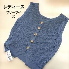 レディース　フリーサイズ　ANAP 新品　青　夏服　かぎあみ　ニット　ベストのサムネイル