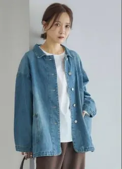 【新品】しまむら田中里奈mysaデニムジャケット Mサイズ　中青　ブルー