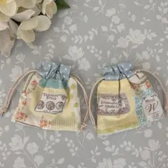 ミニミニ巾着２コセット／パッチワーク風