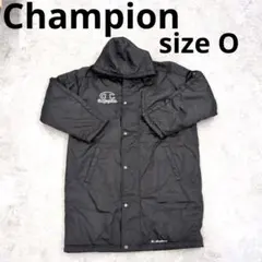 267○ Champion 黒 ジャンパー フード付き O