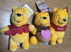 【★タグ付き★】くまのプーさん ハートモチーフぬいぐるみセット