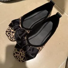 新品レオパード柄ヒョウ柄リボンパンプスレディースシューズ靴23.5cm即日発送