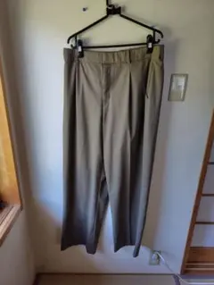 オリーブ色 WOMEN XXL タックワイドパンツ 丈長め
