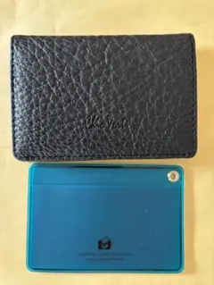 パスケース＆カードケース セット 黒×ブルー 定期入れ 社会人・学生にも◎