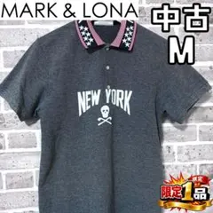 MARK&LONA マークアンドロナ ポロシャツ グレー スカル刺繍 Mサイズ