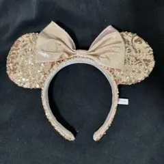 ディズニー カチューシャ ピンクゴールド スパンコール