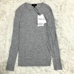 未使用タグ付 セオリー 24SS リーガルウール　　リブ ニット 長袖 グレー