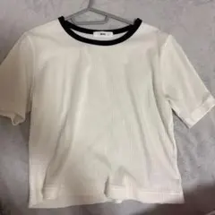 WEGO リブ編み リンガーTシャツ 半袖 ホワイト