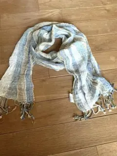 ストライプ柄フリンジ付きストール