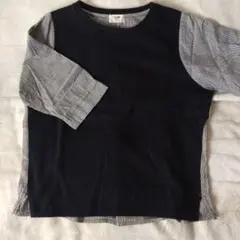 BEAMS HEART 五分袖トップス 黒・ストライプ