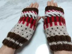 【新品・未使用】手編みハンドウォーマー（指なし手袋）タイプt【まとめ買いでお得】