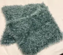 グリーン　スヌード　ロングスヌード　ニット　ウールラビットファー　毛