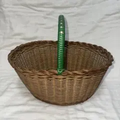 ブラウン編み込みバスケット ヴィンテージ ヨーロッパ