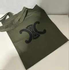 CELINEトートバッグ カーキ キャンバス エコバッグ 上品デザインセリーヌ