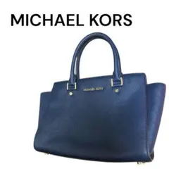 MICHAEL KORS ハンドバッグ ネイビー レザー ゴールド金具のサムネイル