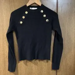 ZARA ブラック リブ編み 長袖セーター