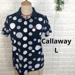 Callaway ドット柄 ポロシャツ　ブラック　L