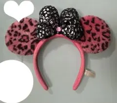 ディズニー カチューシャ　ミニー ヒョウ柄　ピンク