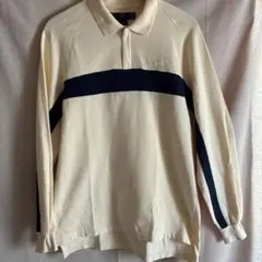 Nike Golf 長袖ポロシャツ M クリーム色/ネイビーメンズ