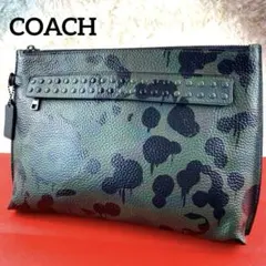 良品レア　コーチ　セカンドバッグビースト GRN スタッズ　カモフラ　27871