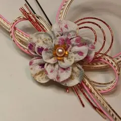 髪飾り【七五三049】桃色系 水引き細工+つまみ細工 かんざし