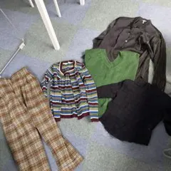 昭和服　ニットとパンツのセットアップ