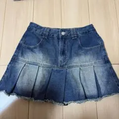 デニムプリーツスカート インディゴ