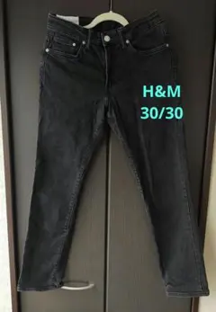 H&M　Straight Regular fit ブラックデニム 170/76