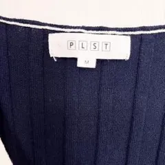 PLST ネイビー ホワイト Vネック カーディガン M