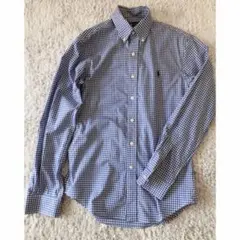 【美品】ラルフローレン　長袖　シャツ　ギンガムチェック　ブルー　青　白