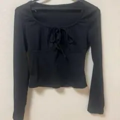 SHEIN スクエアネック セルフタイ Tシャツ レディース 冬服