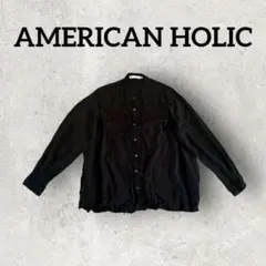 AMERICAN HOLIC サラックールタック使いブラウス 長袖 M 黒