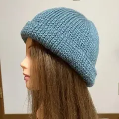 エメラルドグリーン　クロシェハット　バケットハット　ニット　ビーニー　緑　深めのサムネイル