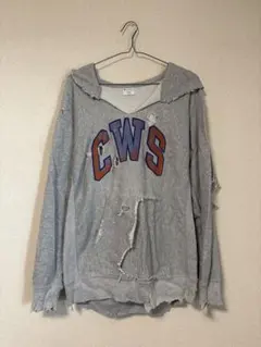 Champion チャンピオン グレーパーカー ダメージ