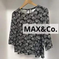 マックス　アンド　コー ペイズリー柄 七分袖ブラウス ブラック 総柄
