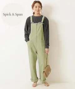 美品 Spick and Spanスピックアンドスパン オーバーオール カーキ