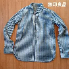 MUJI 長袖 ギンガムチェックシャツ ブルー Mサイズのサムネイル