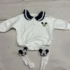 美品　ミッキーマウス長袖ロンパースと靴下セット　80 男の子女の子