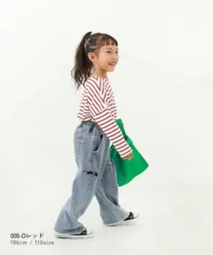 【110サイズ】devirock ゆるっとボーダー 長袖Tシャツ